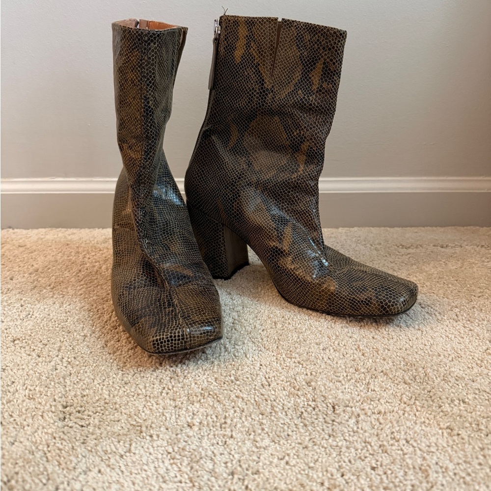 About Arianne Snake Print Ankle Boots